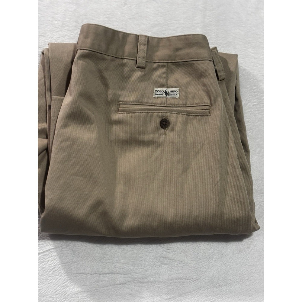 Polo Ralph Lauren Chino Pleated Beige Slacks Pants Men's 36x29.5* Khaki